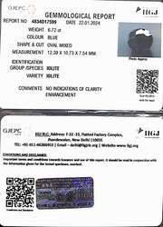 6.72/CT Natural Iolite with Govt Lab Certificate (832)